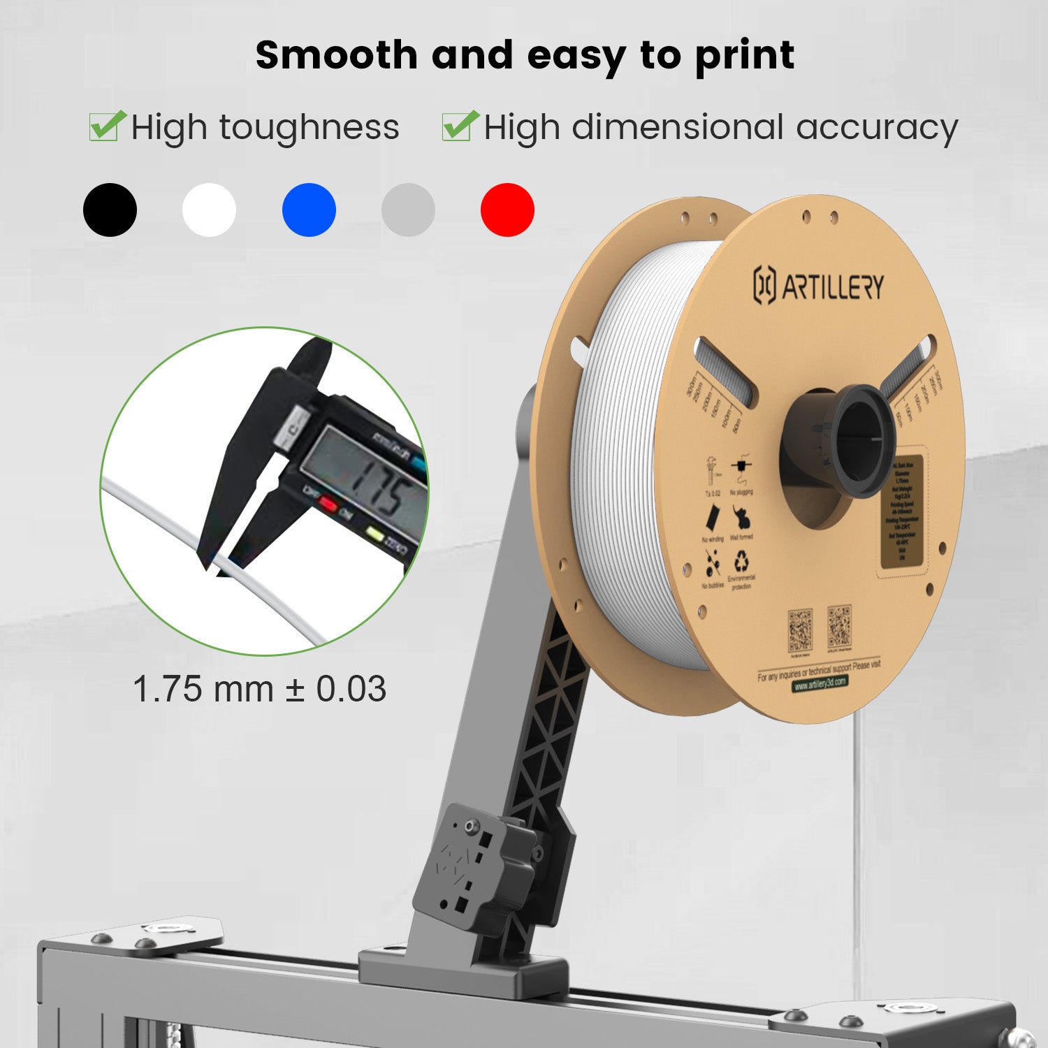 Filament d'imprimante 3D PLA de 1.75 mm de diamètre 5kg